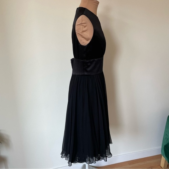 Frank Agostino m Silk Black Sleeveless Front Cut Out Fit Flare Cocktail Dress 4 - Picture 4 of 11